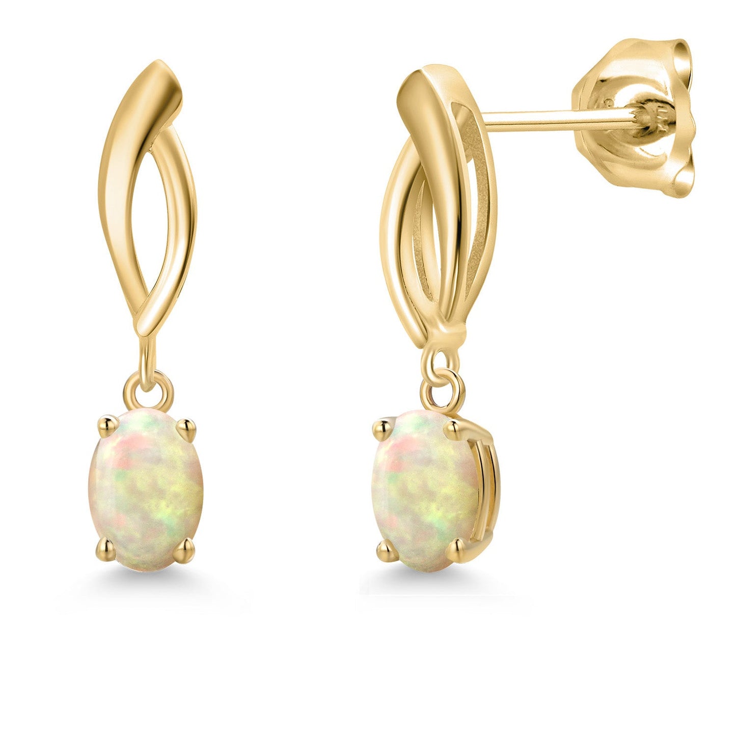 10K Yellow Gold 6X4MM Oval Cut Gemstone Birthstone Infinity Dangle Earrings For Women | Gold Earrings For Women
