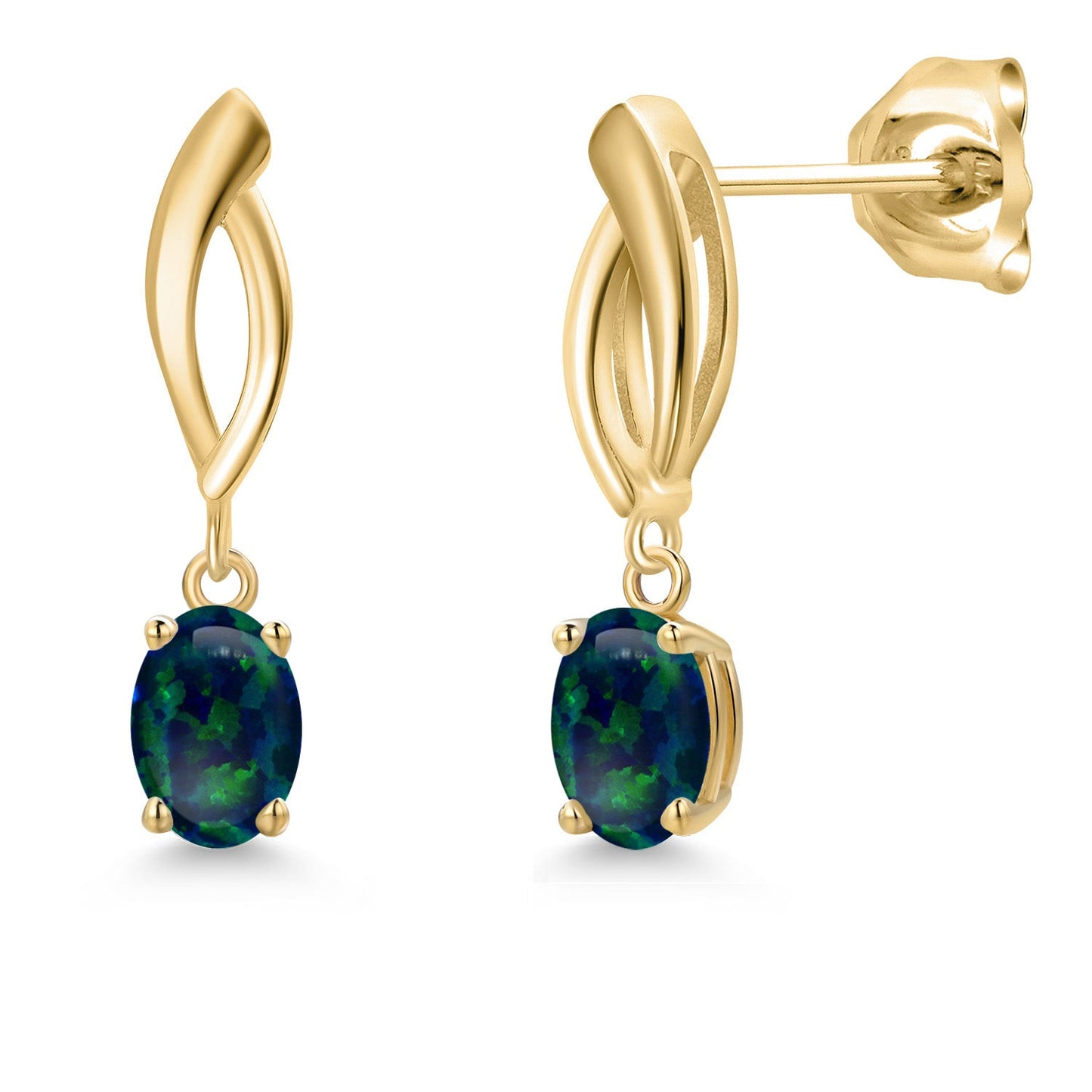 10K Yellow Gold 6X4MM Oval Cut Gemstone Birthstone Infinity Dangle Earrings For Women | Gold Earrings For Women