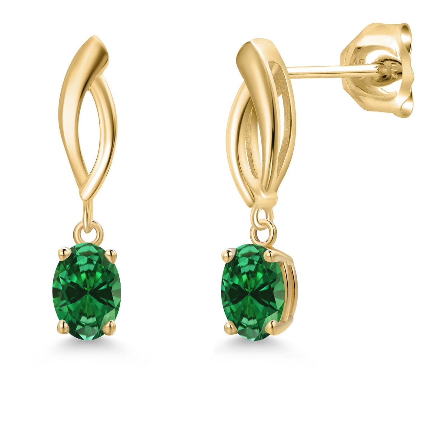 10K Yellow Gold 6X4MM Oval Cut Gemstone Birthstone Infinity Dangle Earrings For Women | Gold Earrings For Women