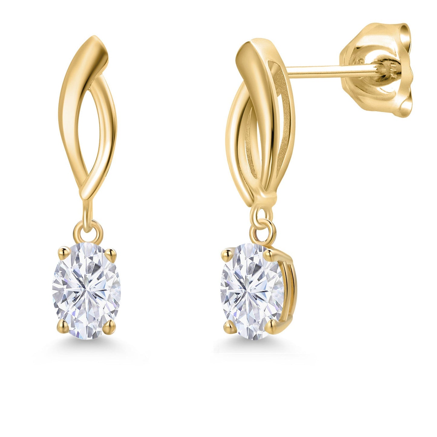 10K Yellow Gold 6X4MM Oval Cut Gemstone Birthstone Infinity Dangle Earrings For Women | Gold Earrings For Women