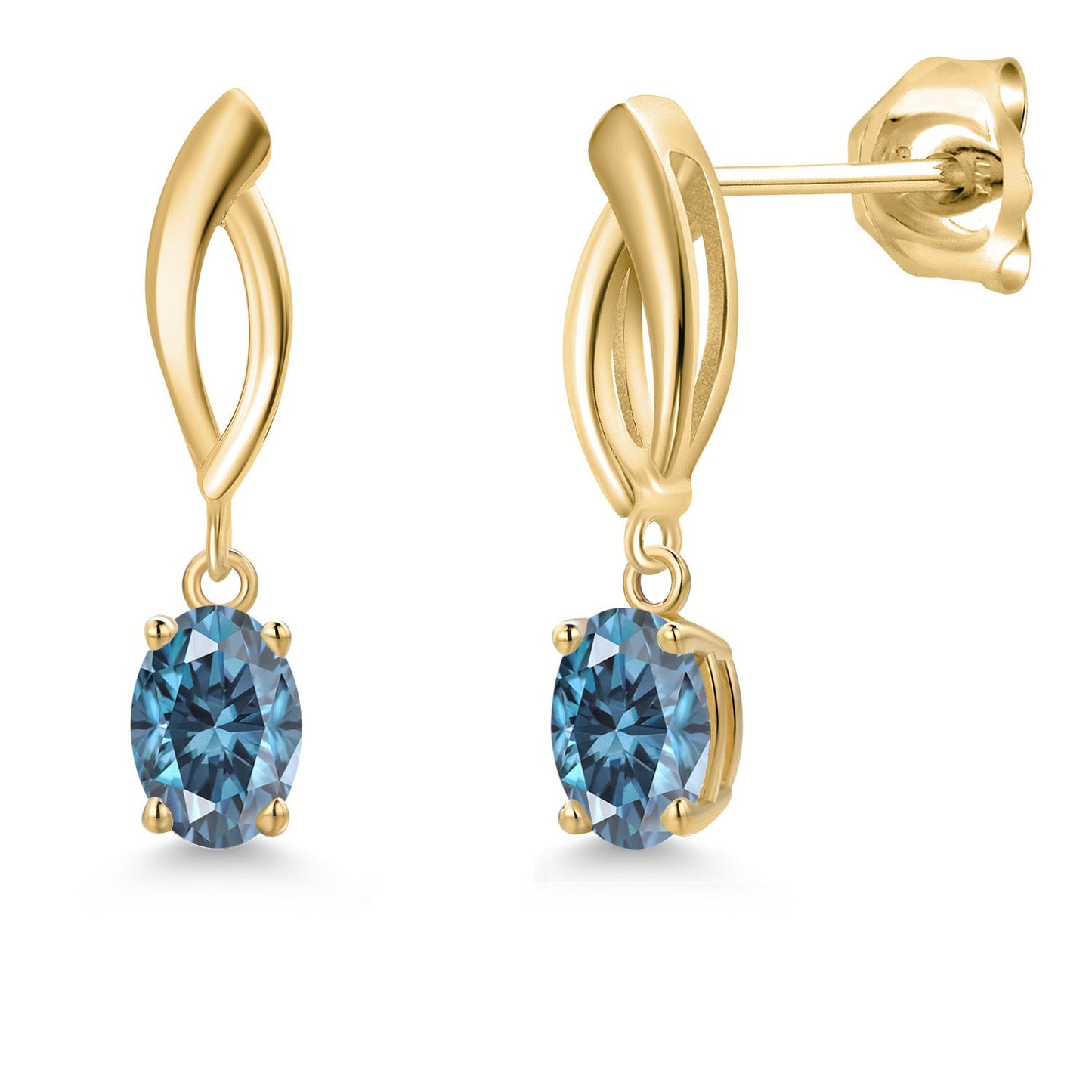 10K Yellow Gold 6X4MM Oval Cut Gemstone Birthstone Infinity Dangle Earrings For Women | Gold Earrings For Women