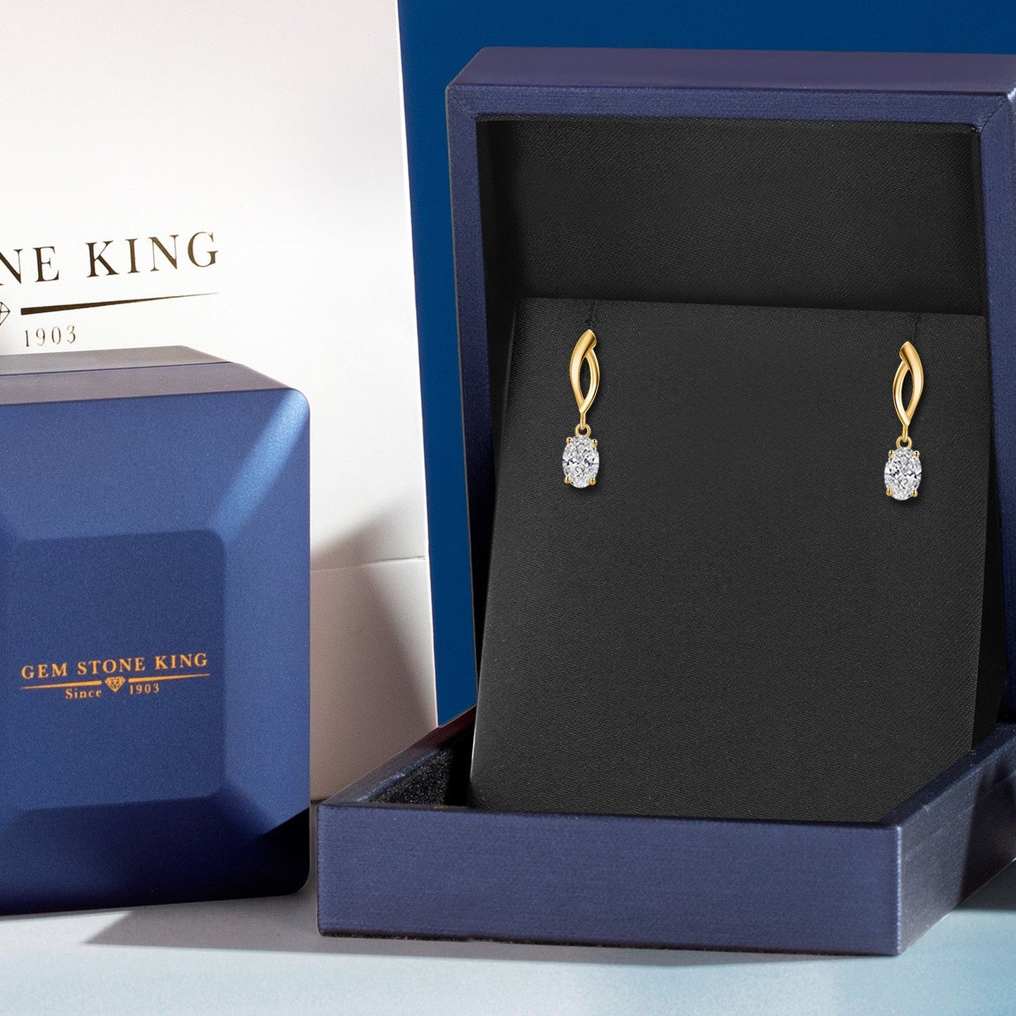 10K Yellow Gold 6X4MM Oval Cut Gemstone Birthstone Infinity Dangle Earrings For Women | Gold Earrings For Women