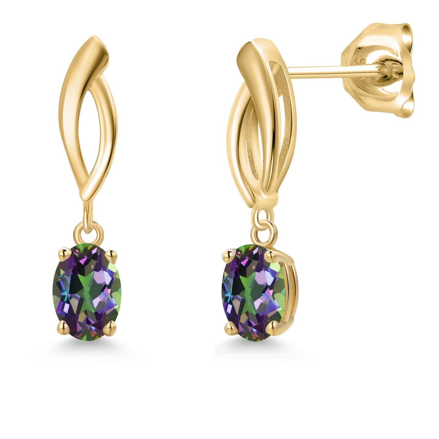 10K Yellow Gold 6X4MM Oval Cut Gemstone Birthstone Infinity Dangle Earrings For Women | Gold Earrings For Women