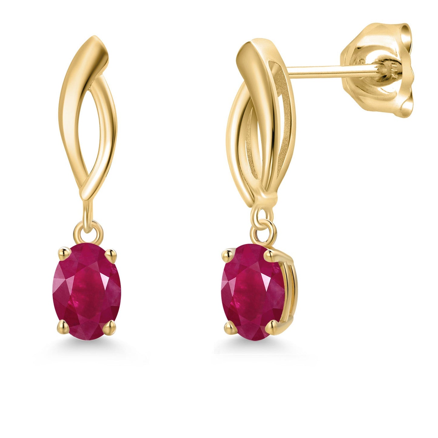 10K Yellow Gold 6X4MM Oval Cut Gemstone Birthstone Infinity Dangle Earrings For Women | Gold Earrings For Women