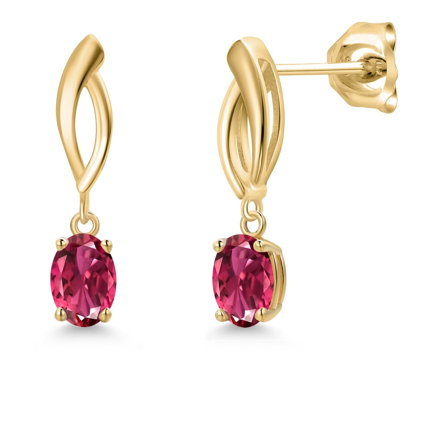 10K Yellow Gold 6X4MM Oval Cut Gemstone Birthstone Infinity Dangle Earrings For Women | Gold Earrings For Women