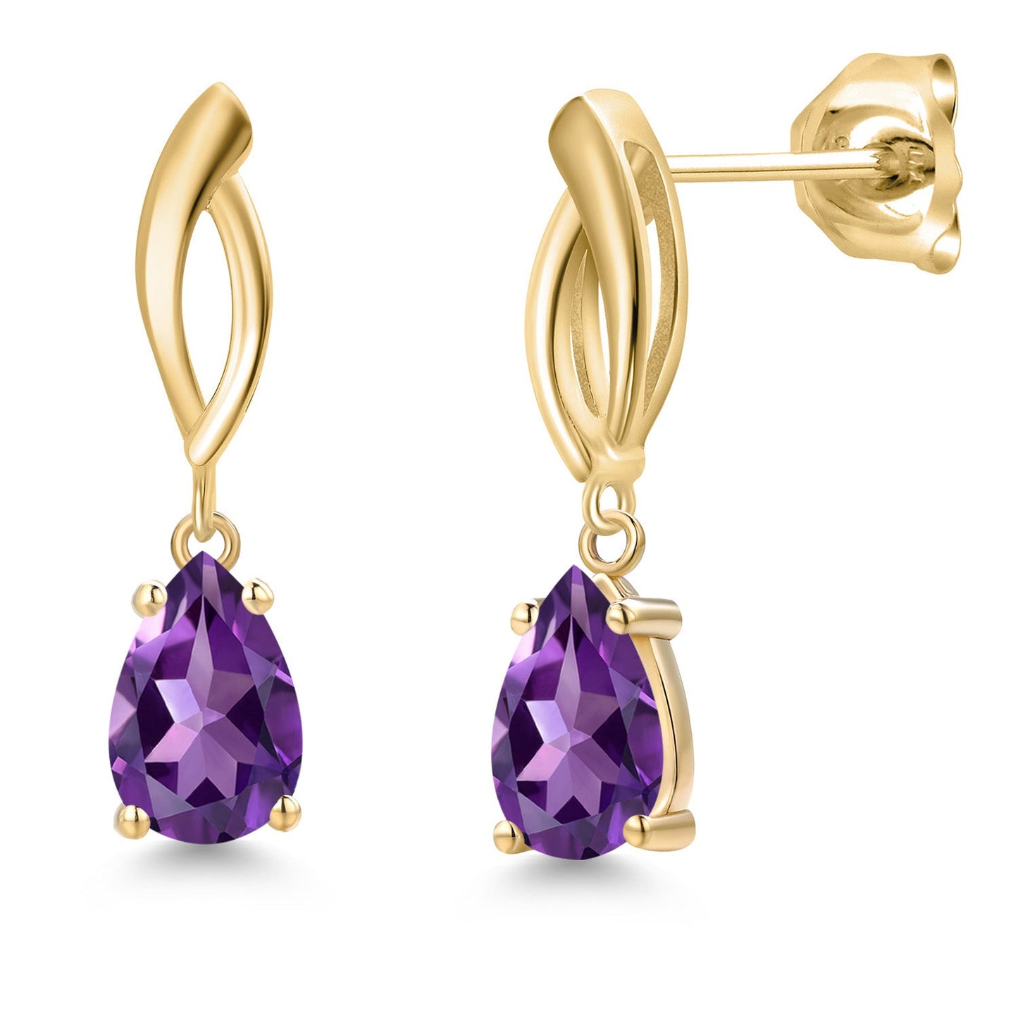 10K Yellow Gold 8X5MM Pear Shape Gemstone Birthstone Infinity Dangle Earrings For Women | Gold Earrings For Women