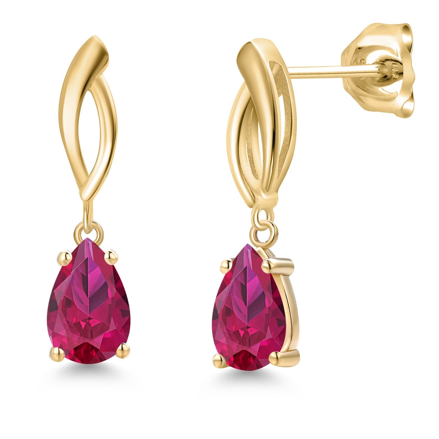 10K Yellow Gold 8X5MM Pear Shape Gemstone Birthstone Infinity Dangle Earrings For Women | Gold Earrings For Women