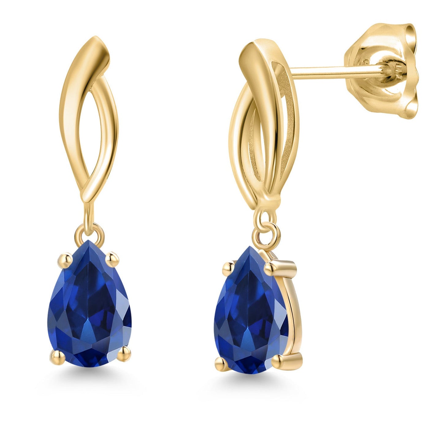 10K Yellow Gold 8X5MM Pear Shape Gemstone Birthstone Infinity Dangle Earrings For Women | Gold Earrings For Women