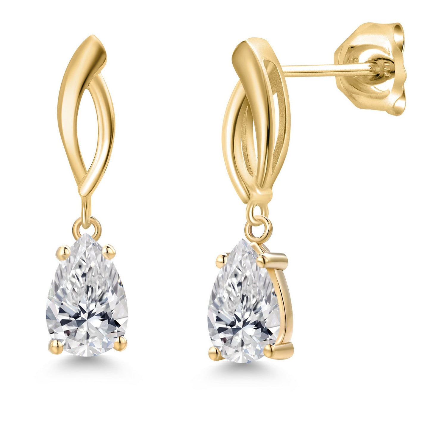 10K Yellow Gold 8X5MM Pear Shape Gemstone Birthstone Infinity Dangle Earrings For Women | Gold Earrings For Women