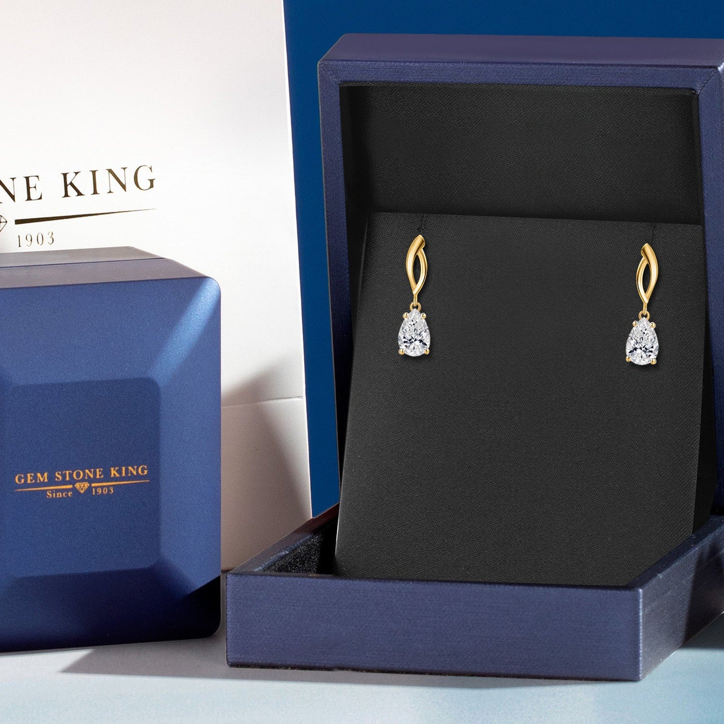 10K Yellow Gold 8X5MM Pear Shape Gemstone Birthstone Infinity Dangle Earrings For Women | Gold Earrings For Women