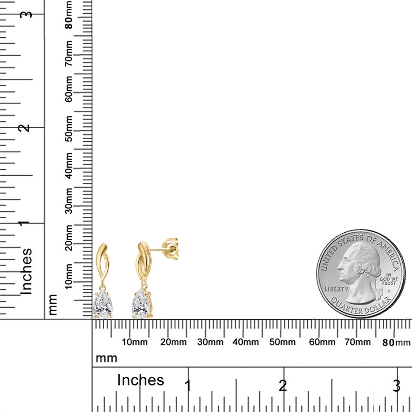 10K Yellow Gold 8X5MM Pear Shape Gemstone Birthstone Infinity Dangle Earrings For Women | Gold Earrings For Women