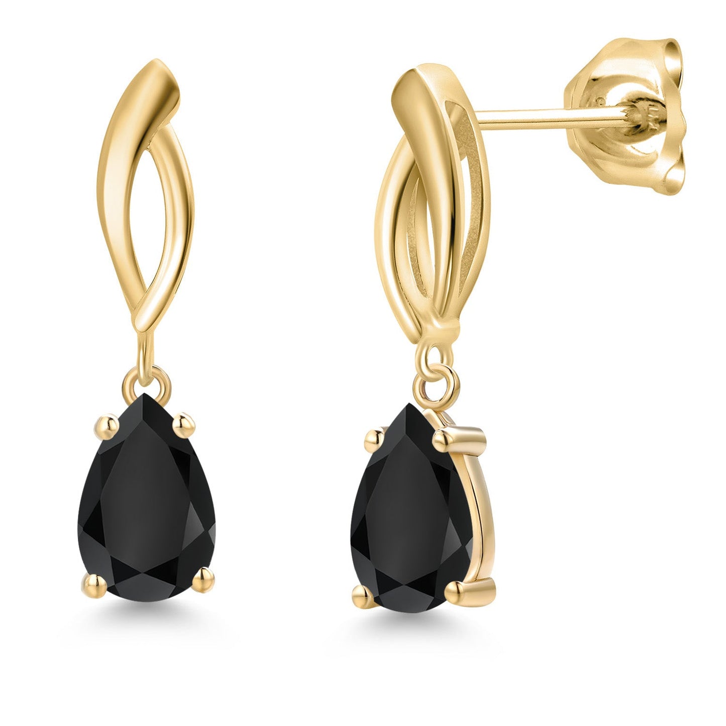 10K Yellow Gold 8X5MM Pear Shape Gemstone Birthstone Infinity Dangle Earrings For Women | Gold Earrings For Women