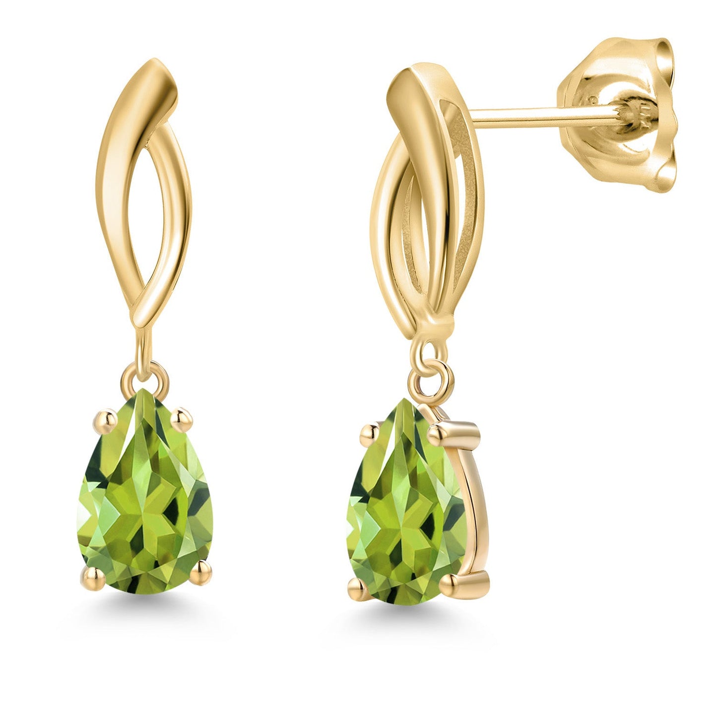 10K Yellow Gold 8X5MM Pear Shape Gemstone Birthstone Infinity Dangle Earrings For Women | Gold Earrings For Women
