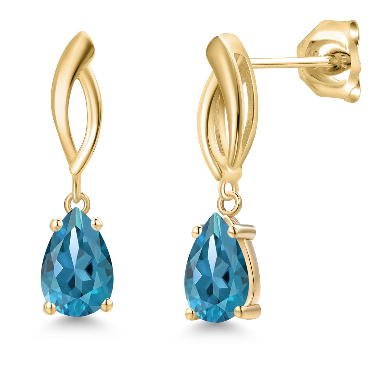 10K Yellow Gold 8X5MM Pear Shape Gemstone Birthstone Infinity Dangle Earrings For Women | Gold Earrings For Women
