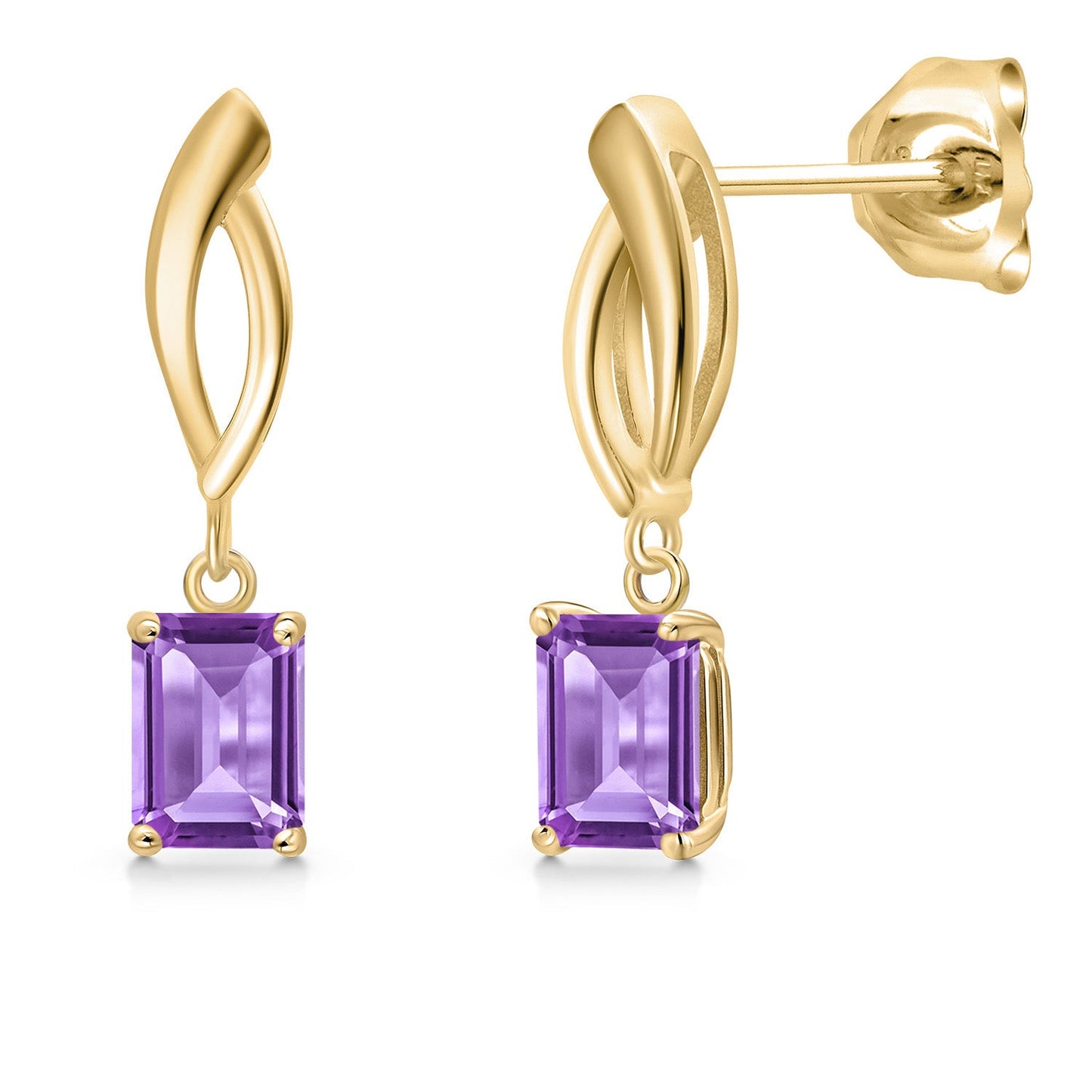 10K Yellow Gold Gemstone Birthstone Infinity Dangle Earrings | Emerald Cut 6X4MM | Gold Earrings for Women | Fine Jewelry Gifts for Her Mom Women Wife