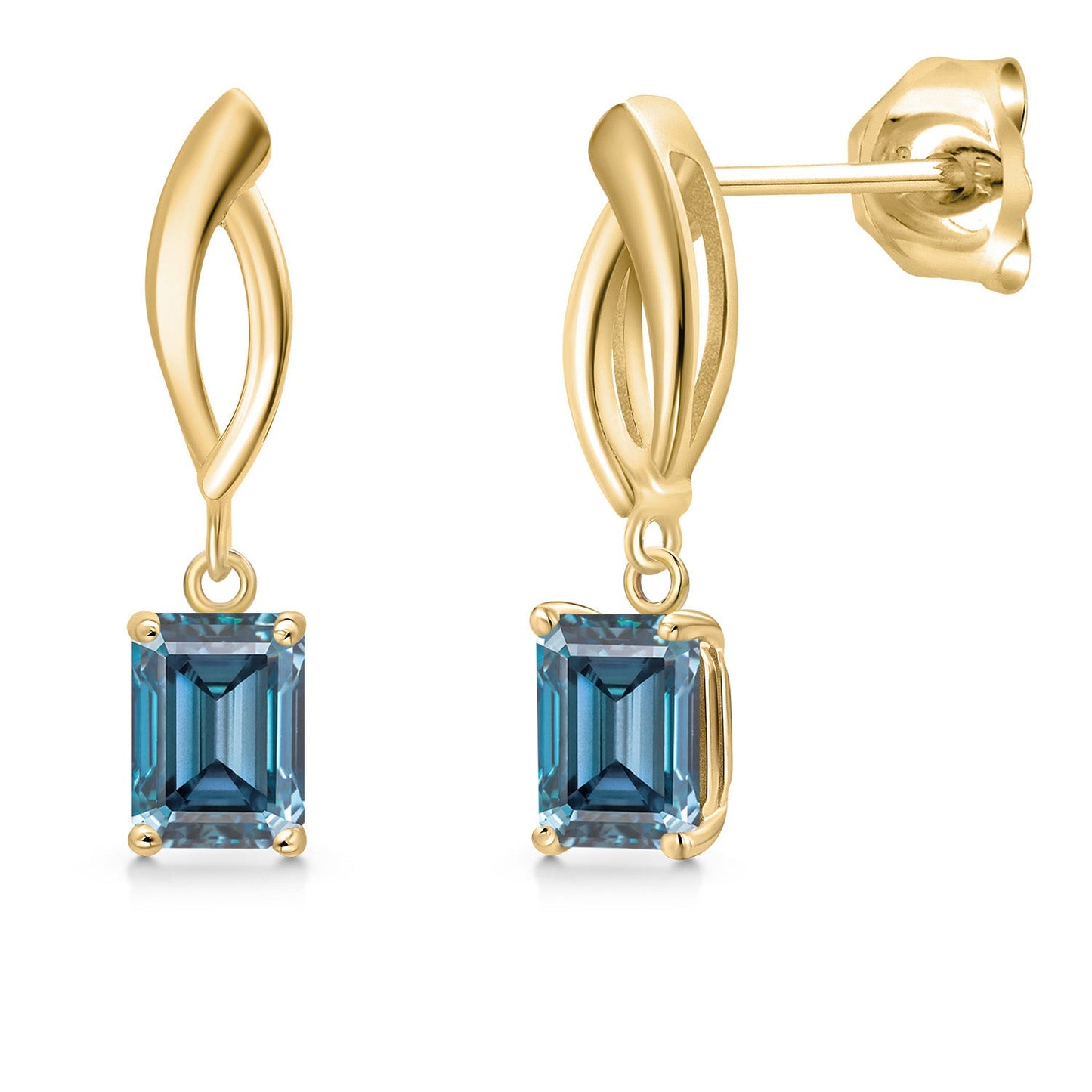 10K Yellow Gold Gemstone Birthstone Infinity Dangle Earrings | Emerald Cut 6X4MM | Gold Earrings for Women | Fine Jewelry Gifts for Her Mom Women Wife