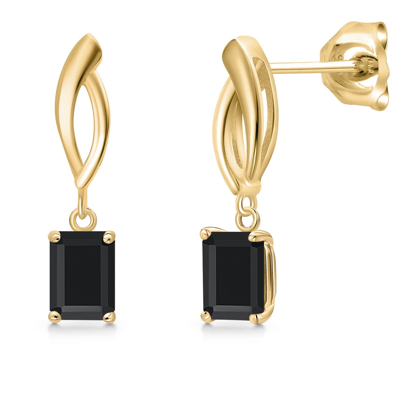 10K Yellow Gold Gemstone Birthstone Infinity Dangle Earrings | Emerald Cut 6X4MM | Gold Earrings for Women | Fine Jewelry Gifts for Her Mom Women Wife