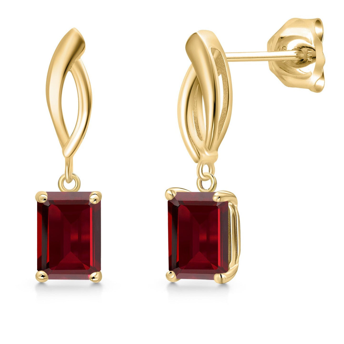 Infinity Dangle Earrings For Women | 10K Yellow Gold | 7X5MM Emerald Cut Gemstone Birthstone | Gold Earrings For Women