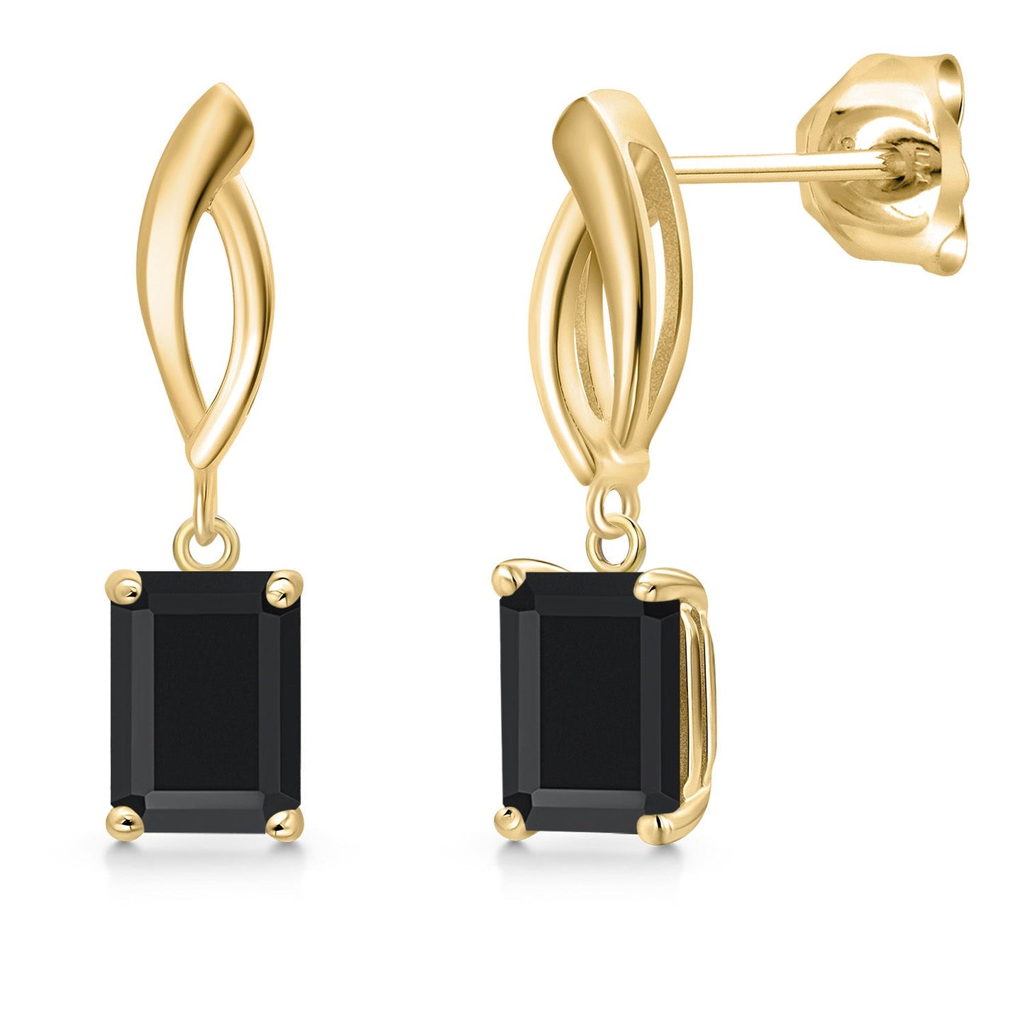 Infinity Dangle Earrings For Women | 10K Yellow Gold | 7X5MM Emerald Cut Gemstone Birthstone | Gold Earrings For Women
