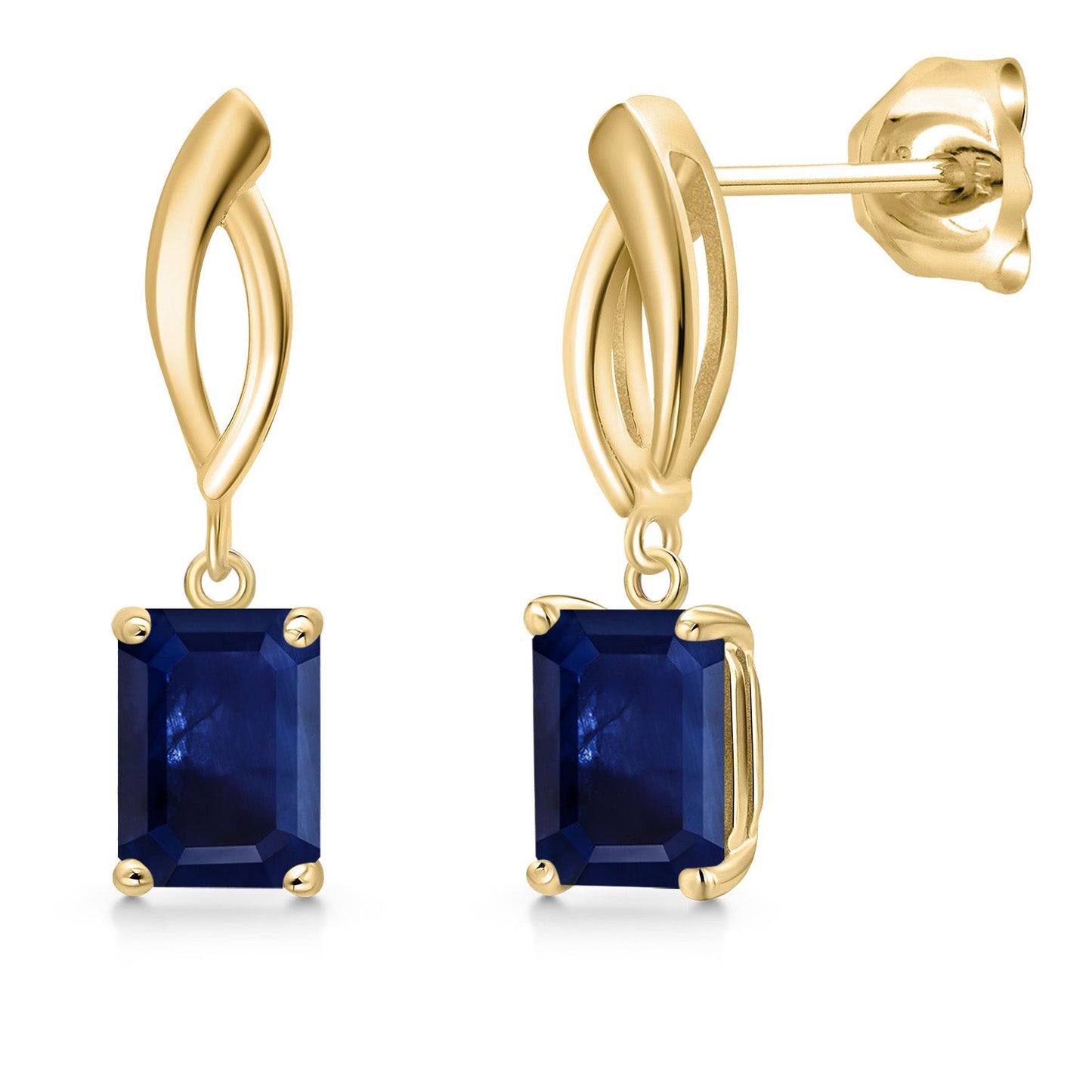 Infinity Dangle Earrings For Women | 10K Yellow Gold | 7X5MM Emerald Cut Gemstone Birthstone | Gold Earrings For Women