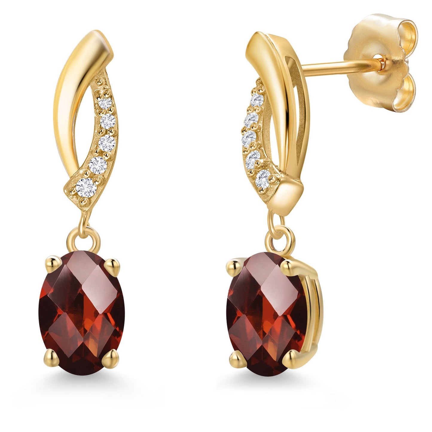 14K Yellow Gold 7X5MM Oval Cut Gemstone Birthstone and Lab Grown Diamond Dangle Earrings for Women | Fine Jewelry Gifts for Her Mom Women Wife