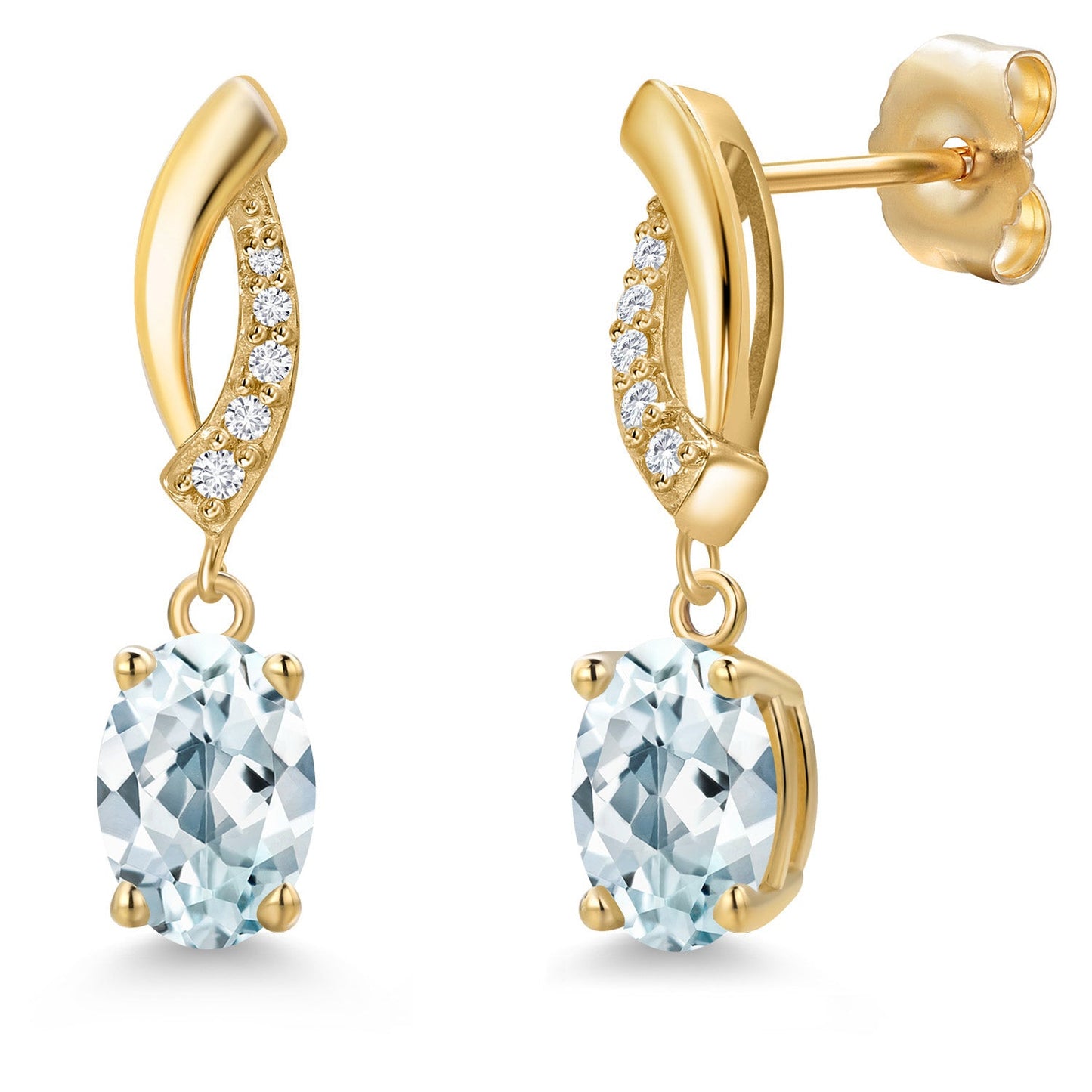 14K Yellow Gold 7X5MM Oval Cut Gemstone Birthstone and Lab Grown Diamond Dangle Earrings for Women | Fine Jewelry Gifts for Her Mom Women Wife