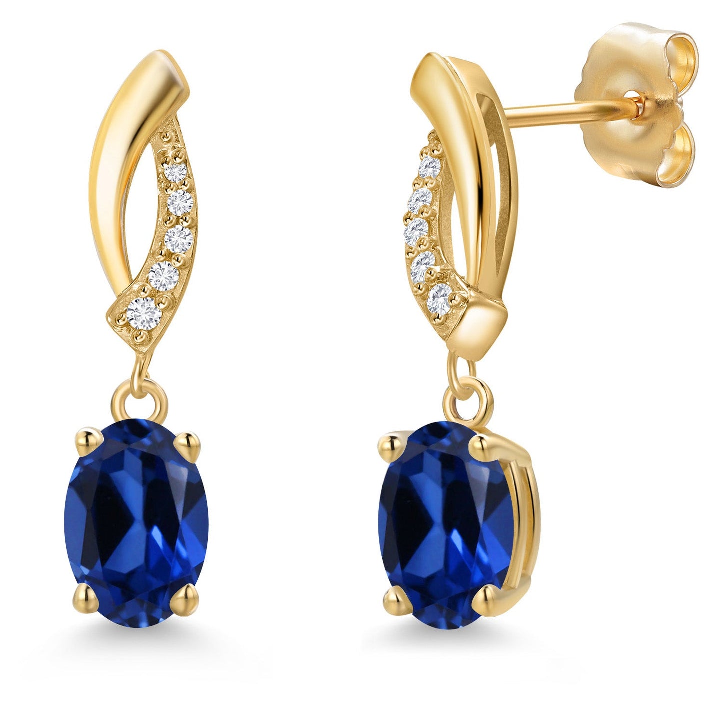 14K Yellow Gold 7X5MM Oval Cut Gemstone Birthstone and Lab Grown Diamond Dangle Earrings for Women | Fine Jewelry Gifts for Her Mom Women Wife