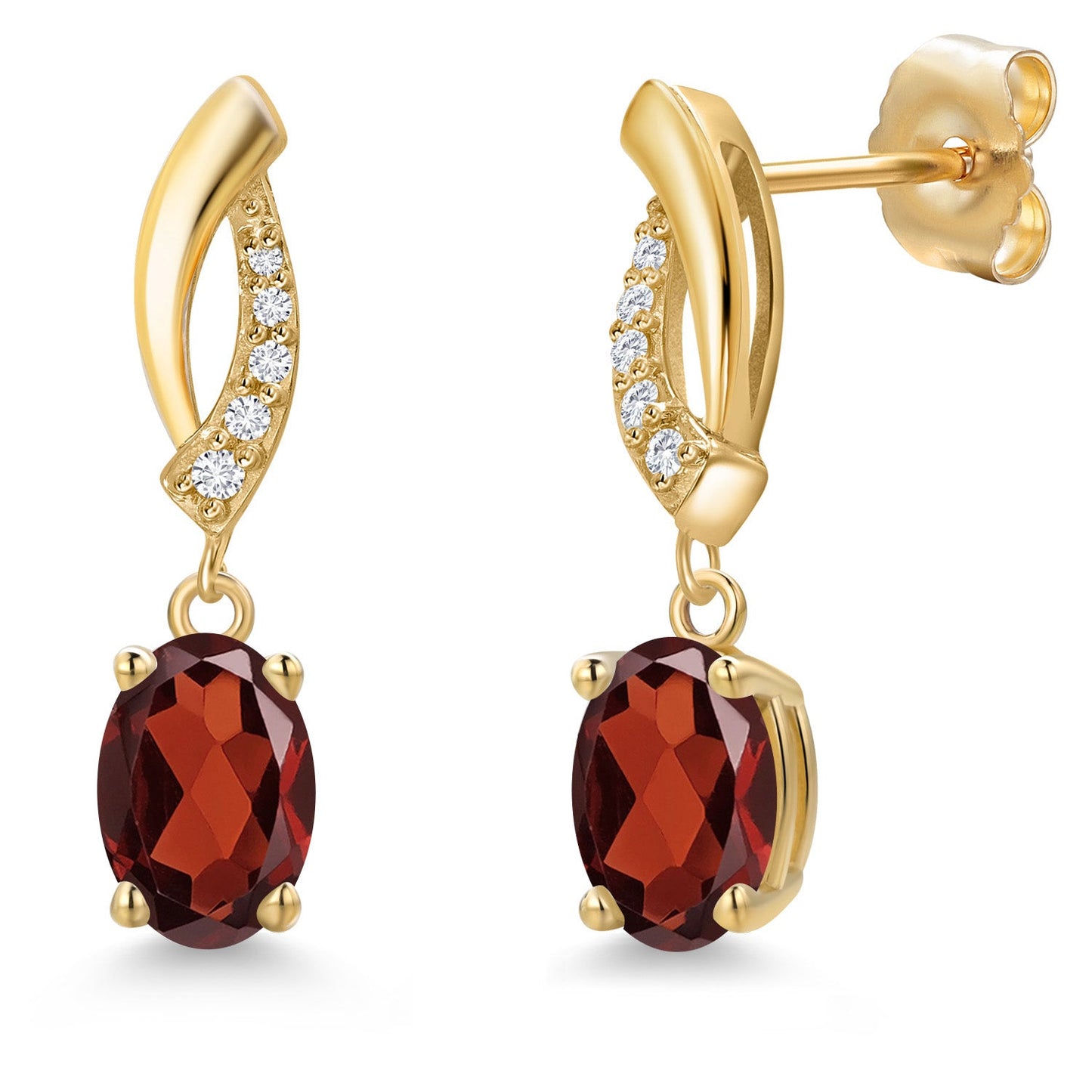 14K Yellow Gold 7X5MM Oval Cut Gemstone Birthstone and Lab Grown Diamond Dangle Earrings for Women | Fine Jewelry Gifts for Her Mom Women Wife