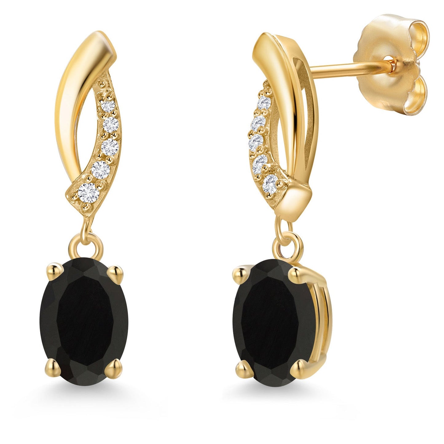 14K Yellow Gold 7X5MM Oval Cut Gemstone Birthstone and Lab Grown Diamond Dangle Earrings for Women | Fine Jewelry Gifts for Her Mom Women Wife