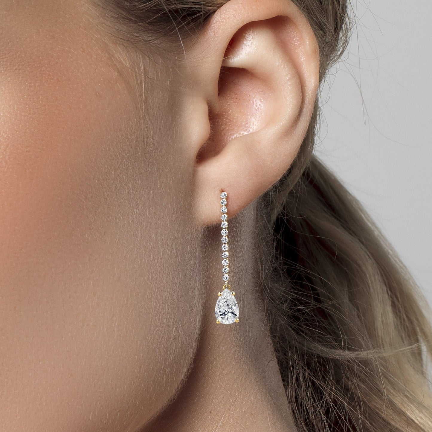 2.50 Cttw IGI Certified Pear Shape Lab Grown Diamond Dangle Earrings For Women In 14K Yellow Gold | F-G Color | VS Clarity