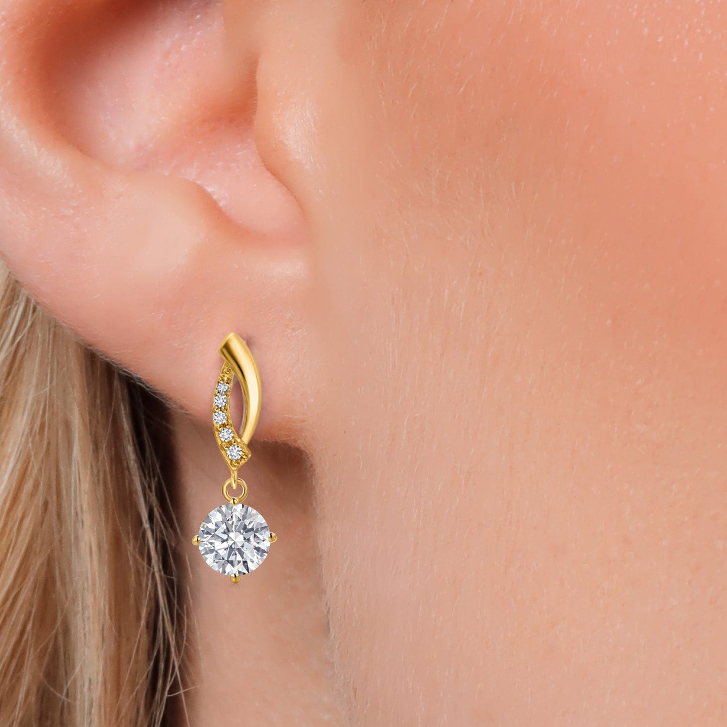 1.50 Cttw IGI Certified Lab Grown Diamond Infinity Dangle Earrings For Women in 14K Yellow Gold | Round Cut Diamonds Each 0.75 Ct | E-F Color | VS1-VS2 Clarity