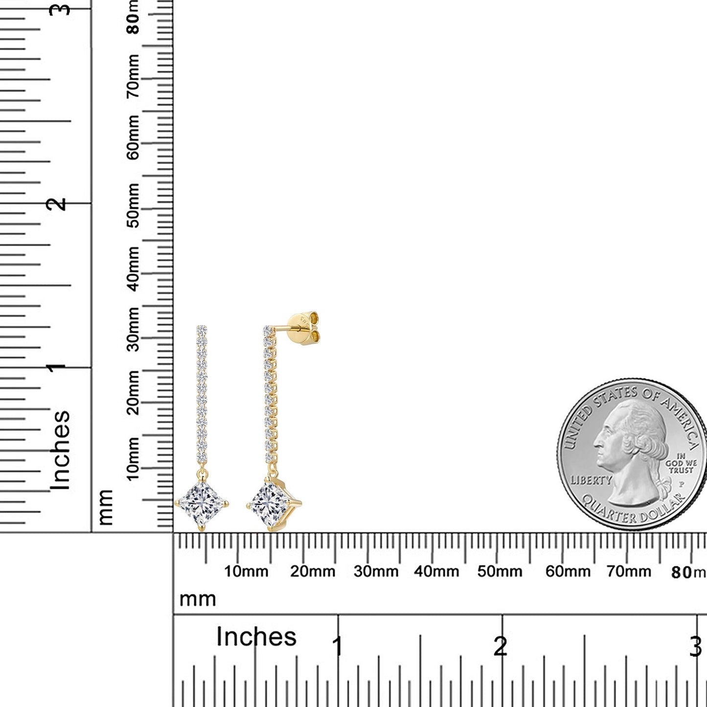 2.50 Cttw IGI Certified Princess Lab Grown Diamond Dangle Earrings For Women In 14K Yellow Gold | E-F Color | VS1-VS2 Clarity