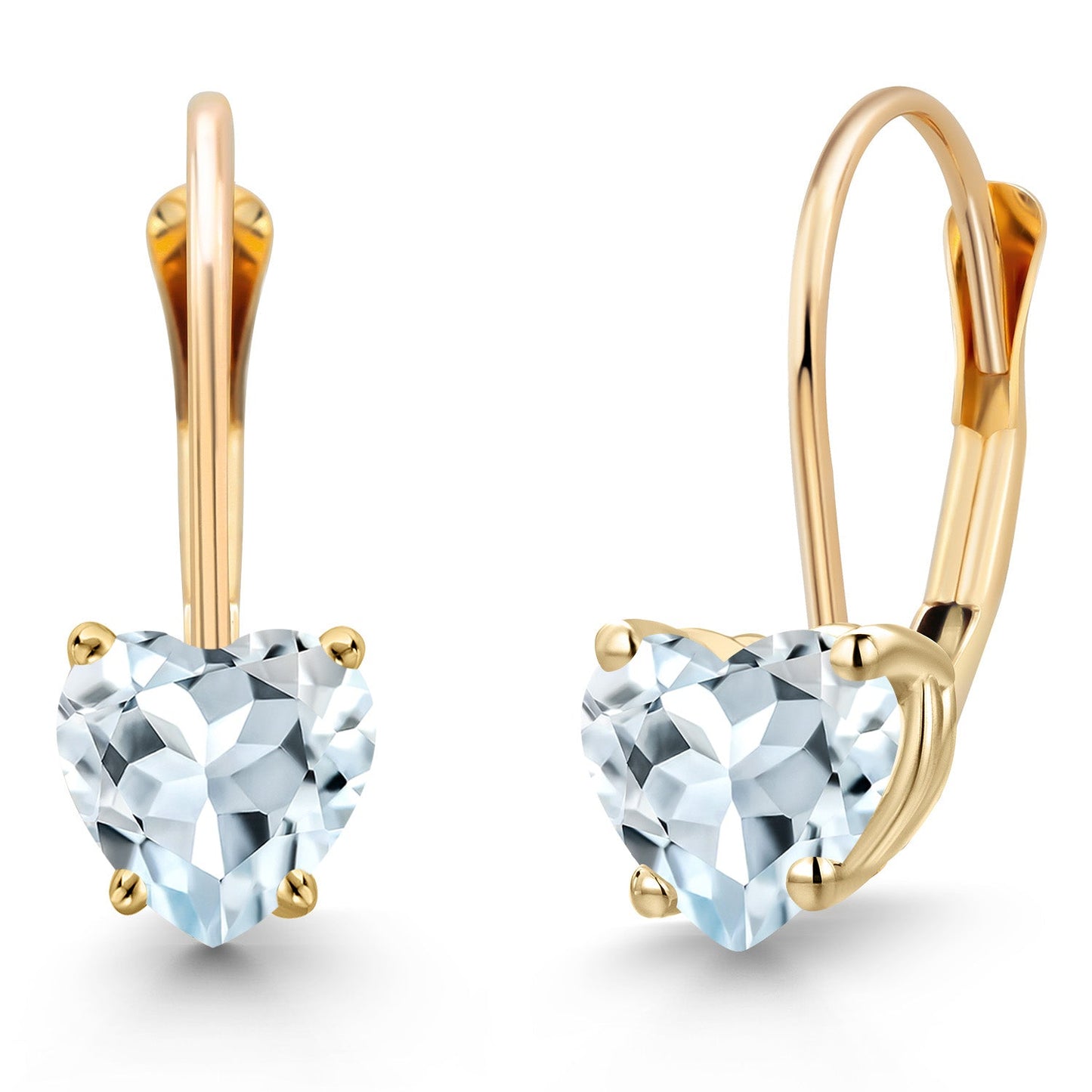 5MM Heart Shape Gemstone Birthstone Leverback Earrings for Women In 14K Yellow Gold | Fine Jewelry Gifts for Her Mom Women Wife | Gold Heart Earrings