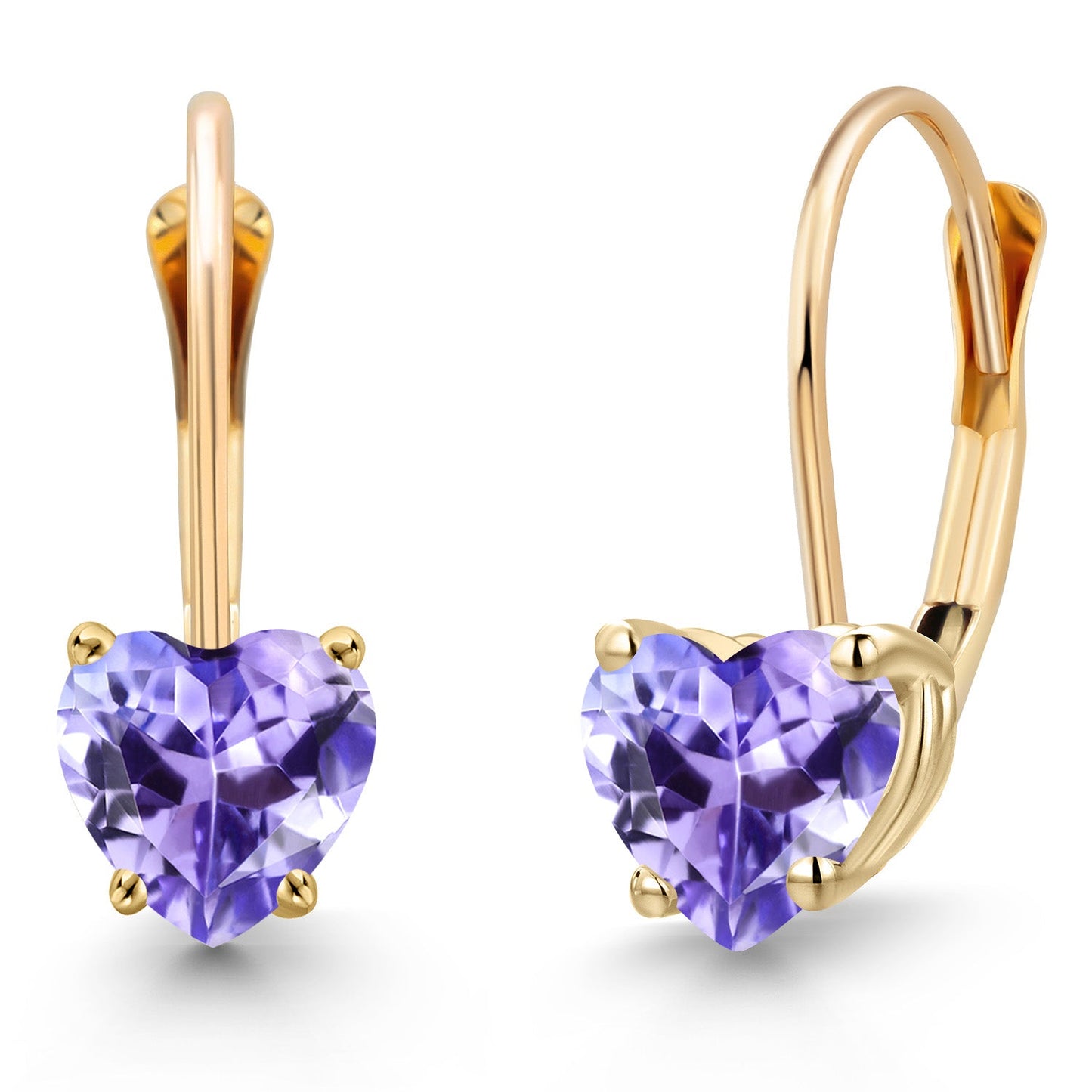 5MM Heart Shape Gemstone Birthstone Leverback Earrings for Women In 14K Yellow Gold | Fine Jewelry Gifts for Her Mom Women Wife | Gold Heart Earrings