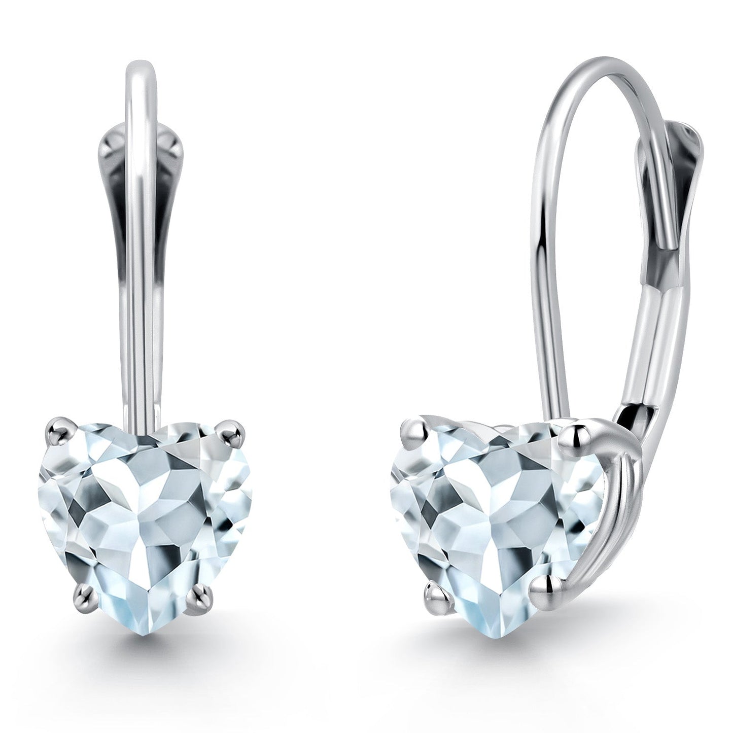 5MM Heart Shape Gemstone Birthstone Leverback Earrings for Women In 14K White Gold | Fine Jewelry Gifts for Her Mom Women Wife