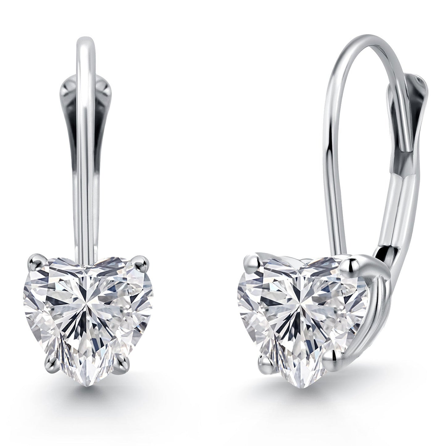 5MM Heart Shape Gemstone Birthstone Leverback Earrings for Women In 14K White Gold | Fine Jewelry Gifts for Her Mom Women Wife