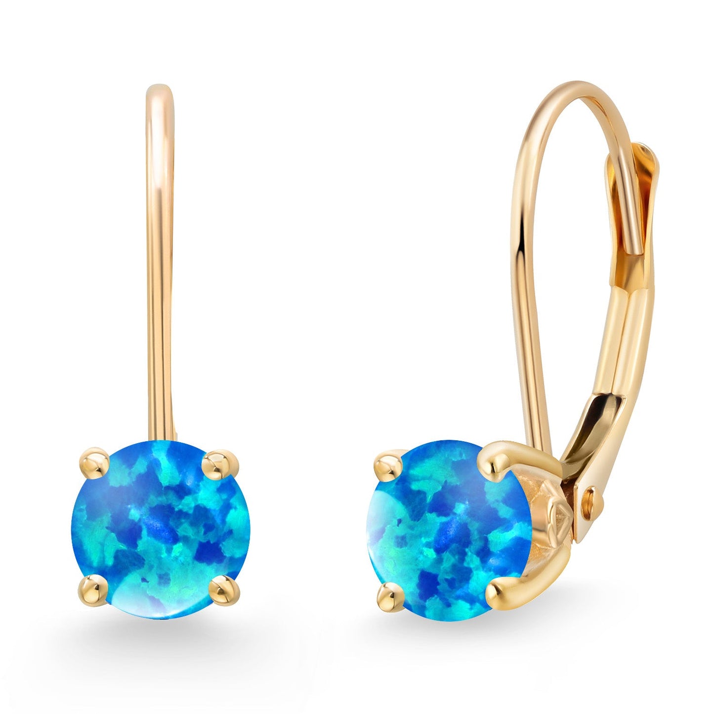 14K Yellow Gold 5MM Round Gemstone Birthstone Leverback Drop Dangle Earrings | Gold Earrings For Women | Fine Jewelry Gifts for Her Mom Women Wife