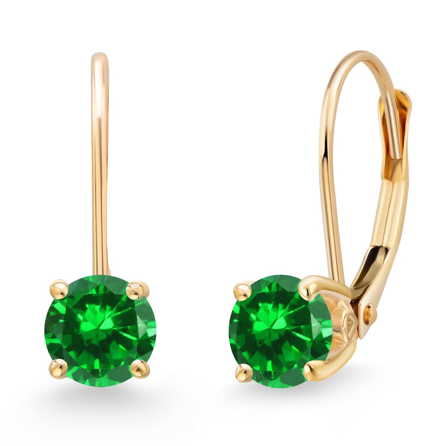 14K Yellow Gold 5MM Round Gemstone Birthstone Leverback Drop Dangle Earrings | Gold Earrings For Women | Fine Jewelry Gifts for Her Mom Women Wife