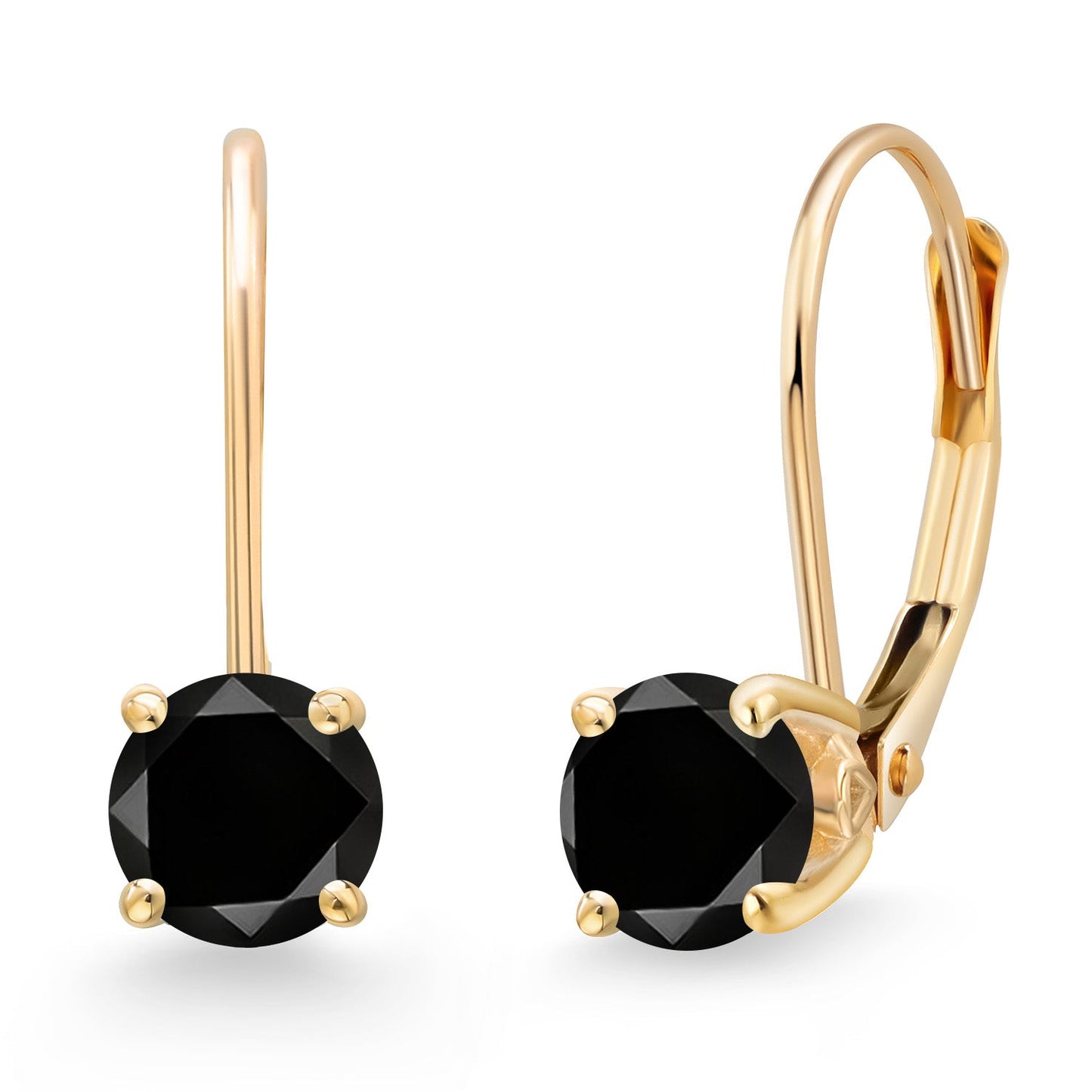 14K Yellow Gold 5MM Round Gemstone Birthstone Leverback Drop Dangle Earrings | Gold Earrings For Women | Fine Jewelry Gifts for Her Mom Women Wife