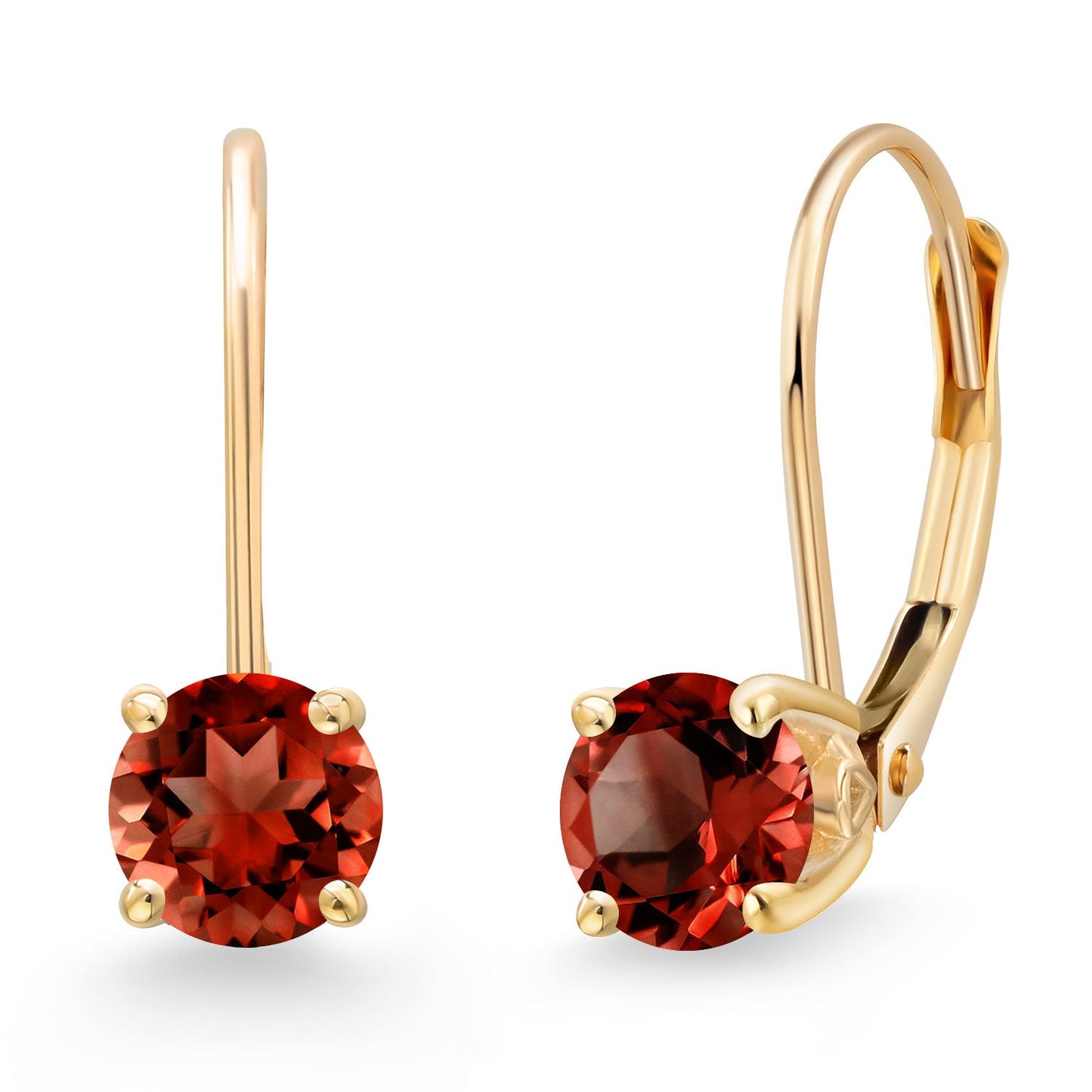 14K Yellow Gold 5MM Round Gemstone Birthstone Leverback Drop Dangle Earrings | Gold Earrings For Women | Fine Jewelry Gifts for Her Mom Women Wife
