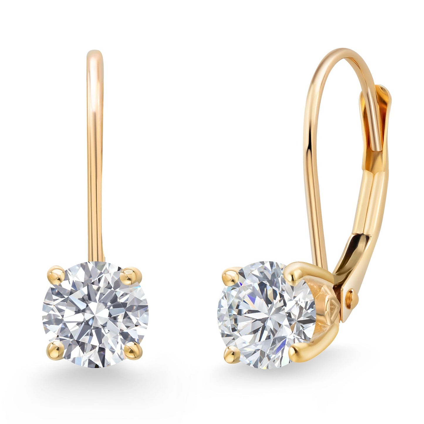 14K Yellow Gold 5MM Round Gemstone Birthstone Leverback Drop Dangle Earrings | Gold Earrings For Women | Fine Jewelry Gifts for Her Mom Women Wife
