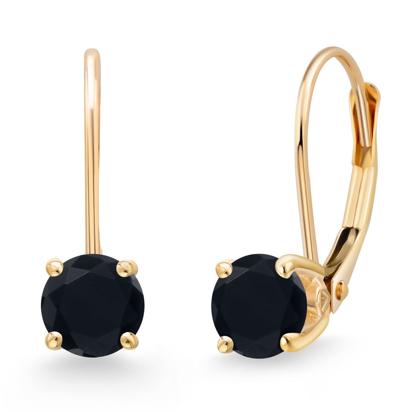 14K Yellow Gold 5MM Round Gemstone Birthstone Leverback Drop Dangle Earrings | Gold Earrings For Women | Fine Jewelry Gifts for Her Mom Women Wife