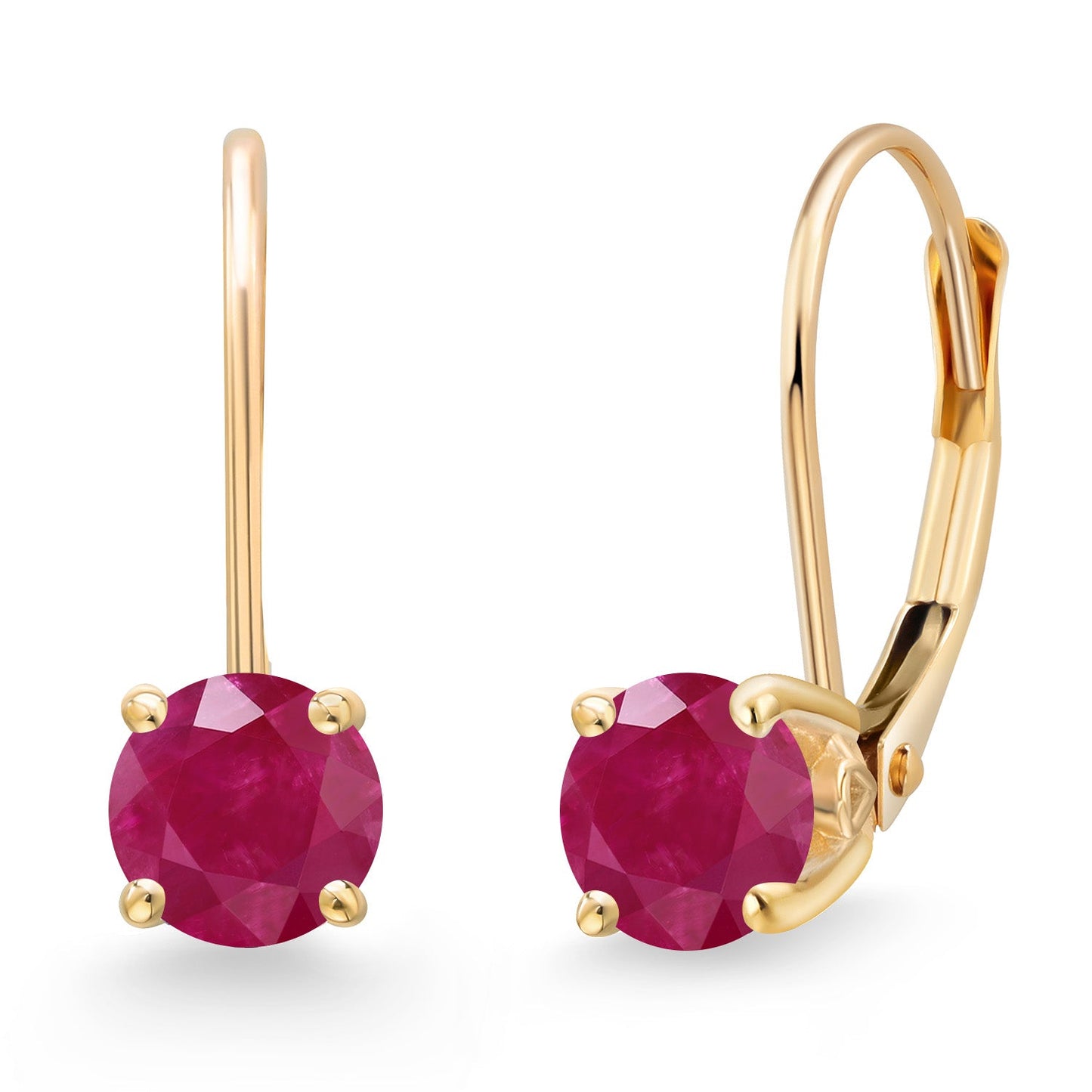 14K Yellow Gold 5MM Round Gemstone Birthstone Leverback Drop Dangle Earrings | Gold Earrings For Women | Fine Jewelry Gifts for Her Mom Women Wife