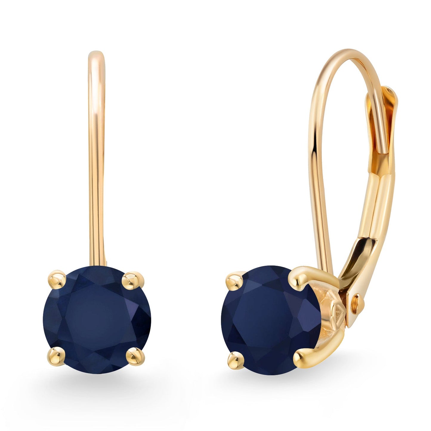 14K Yellow Gold 5MM Round Gemstone Birthstone Leverback Drop Dangle Earrings | Gold Earrings For Women | Fine Jewelry Gifts for Her Mom Women Wife