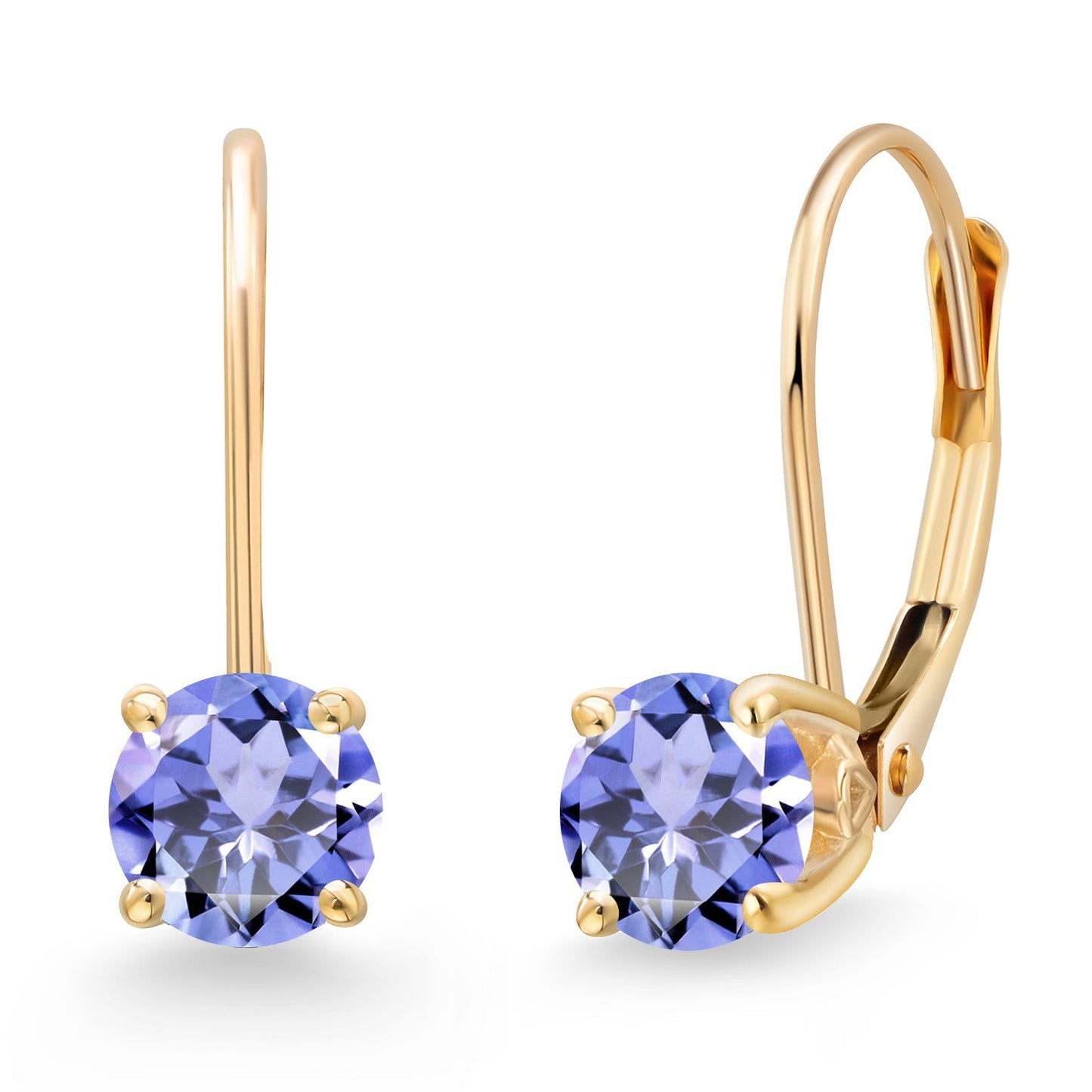 14K Yellow Gold 5MM Round Gemstone Birthstone Leverback Drop Dangle Earrings | Gold Earrings For Women | Fine Jewelry Gifts for Her Mom Women Wife
