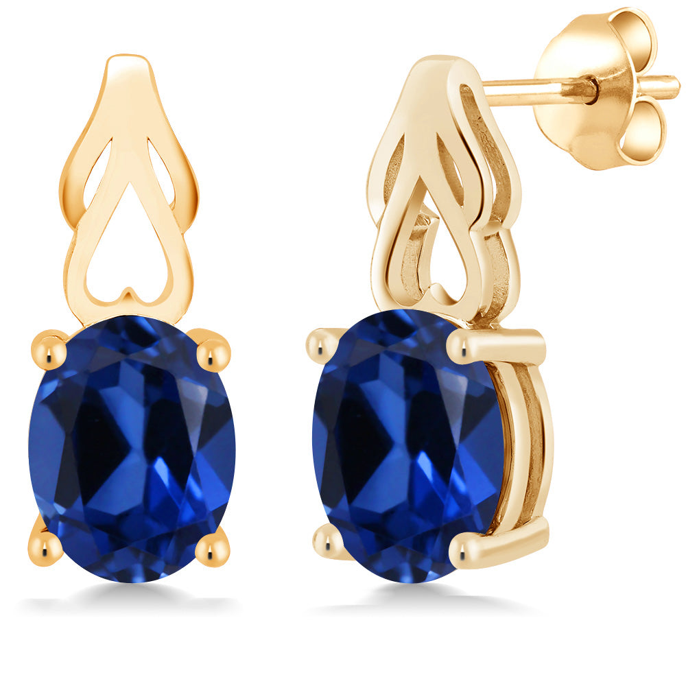 9X7MM Oval Gemstone Birthstone Drop Dangle Earrings For Women | 18K Yellow Gold Plated Silver | Fine Jewelry Gifts for Her Mom Women Wife