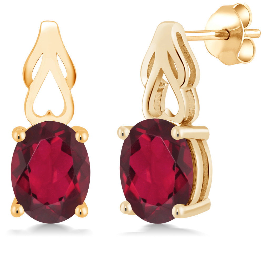 9X7MM Oval Gemstone Birthstone Drop Dangle Earrings For Women | 18K Yellow Gold Plated Silver | Fine Jewelry Gifts for Her Mom Women Wife
