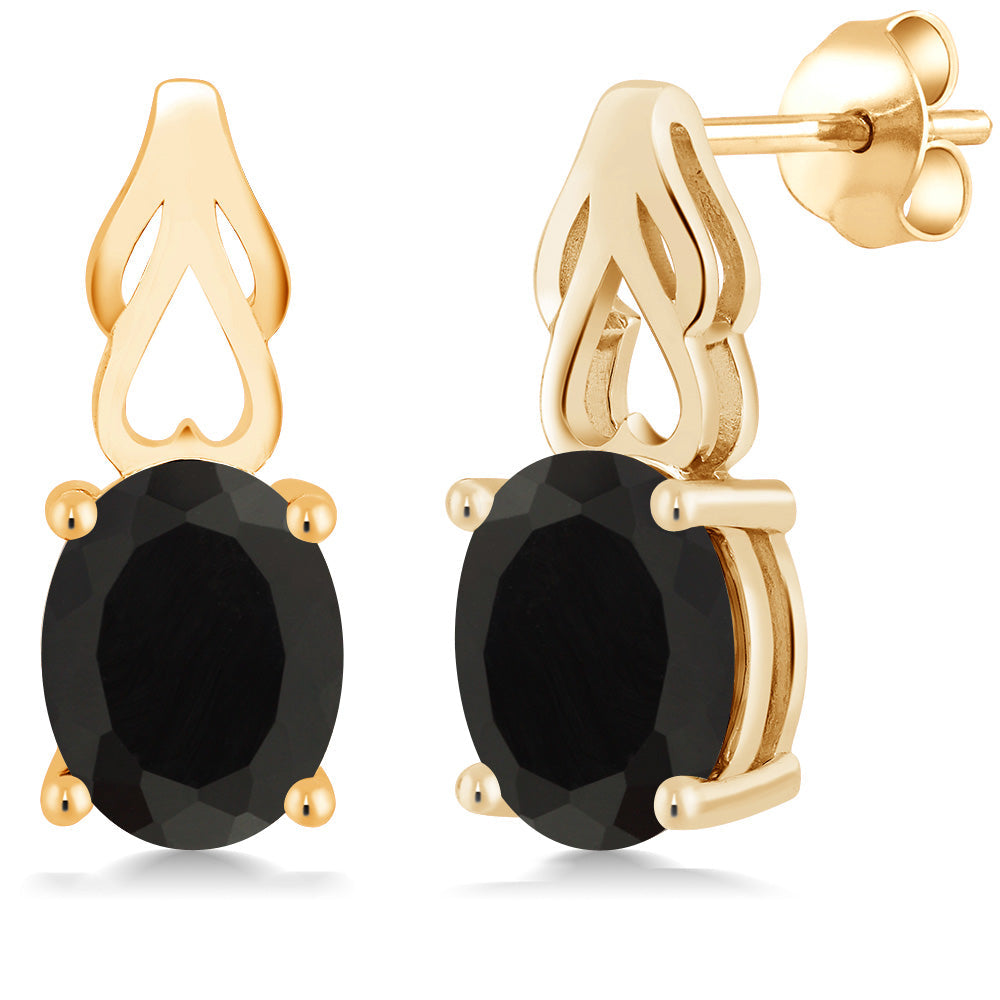 9X7MM Oval Gemstone Birthstone Drop Dangle Earrings For Women | 18K Yellow Gold Plated Silver | Fine Jewelry Gifts for Her Mom Women Wife
