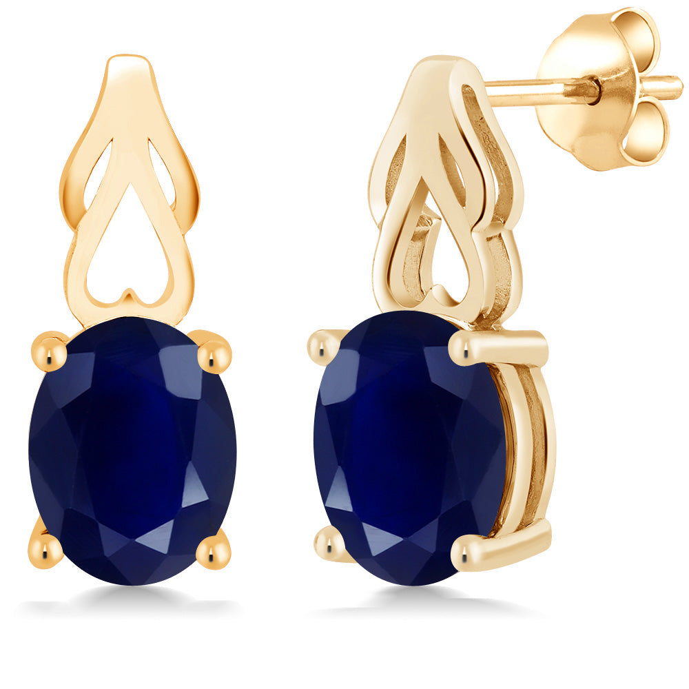 9X7MM Oval Gemstone Birthstone Drop Dangle Earrings For Women | 18K Yellow Gold Plated Silver | Fine Jewelry Gifts for Her Mom Women Wife