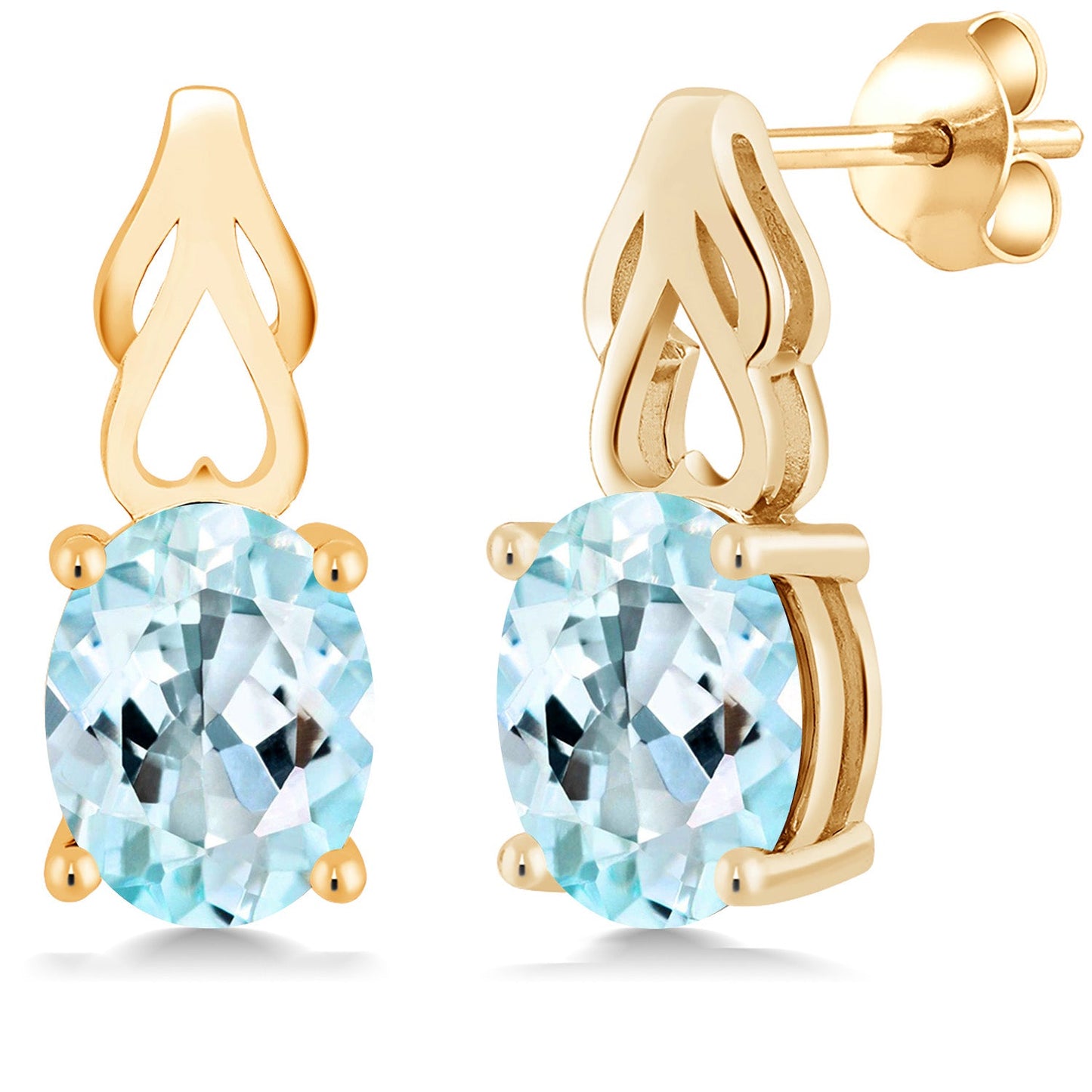 9X7MM Oval Gemstone Birthstone Drop Dangle Earrings For Women | 18K Yellow Gold Plated Silver | Fine Jewelry Gifts for Her Mom Women Wife